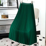 High Waisted Pleated Midi Skirt
