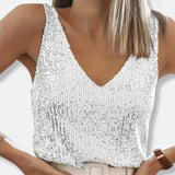 V-Neck Sequin Tank Top