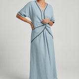 Twist-Front V-Neck Maxi Dress