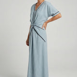 Twist-Front V-Neck Maxi Dress