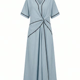 Twist-Front V-Neck Maxi Dress