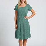 Short Sleeve A-Line Midi Dress