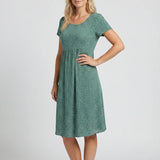 Short Sleeve A-Line Midi Dress