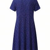 Short Sleeve A-Line Midi Dress