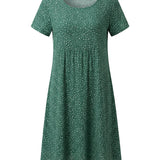 Short Sleeve A-Line Midi Dress