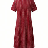 Short Sleeve A-Line Midi Dress