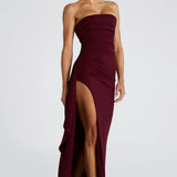 Strapless Ruched Maxi Dress