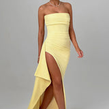 Strapless Drape Maxi Dress