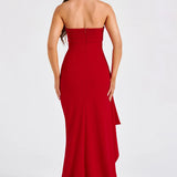 Strapless Ruched Maxi Dress