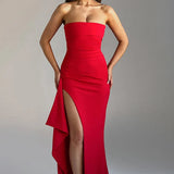 Strapless Drape Maxi Dress