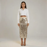 Champagne Aureline Midi Skirt